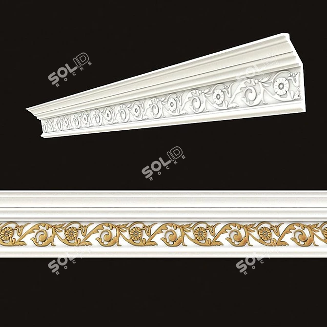 Elegant Ceiling Cornice RP3 3D model image 1