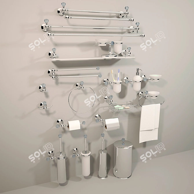 Folie: Chromed Bathroom Accessories with Swarovski Crystals 3D model image 1