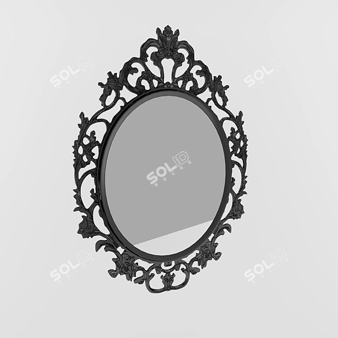 Title: Sleek Oval Black Mirror 3D model image 1