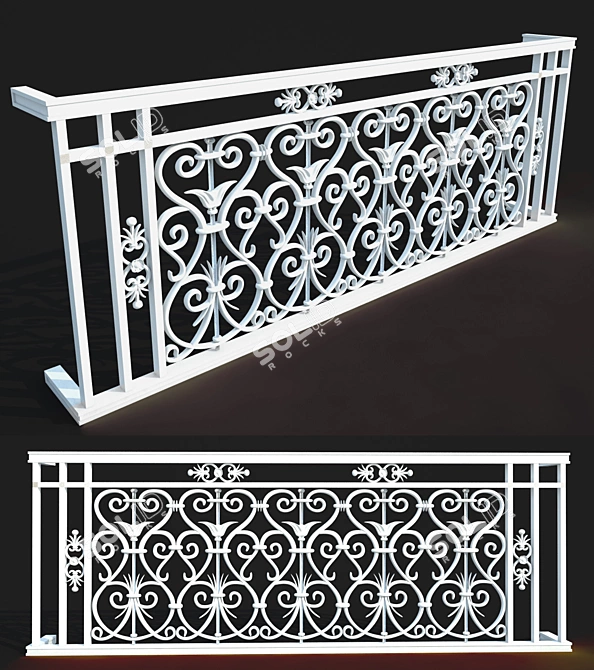 Elegant Iron Railing 3D model image 1