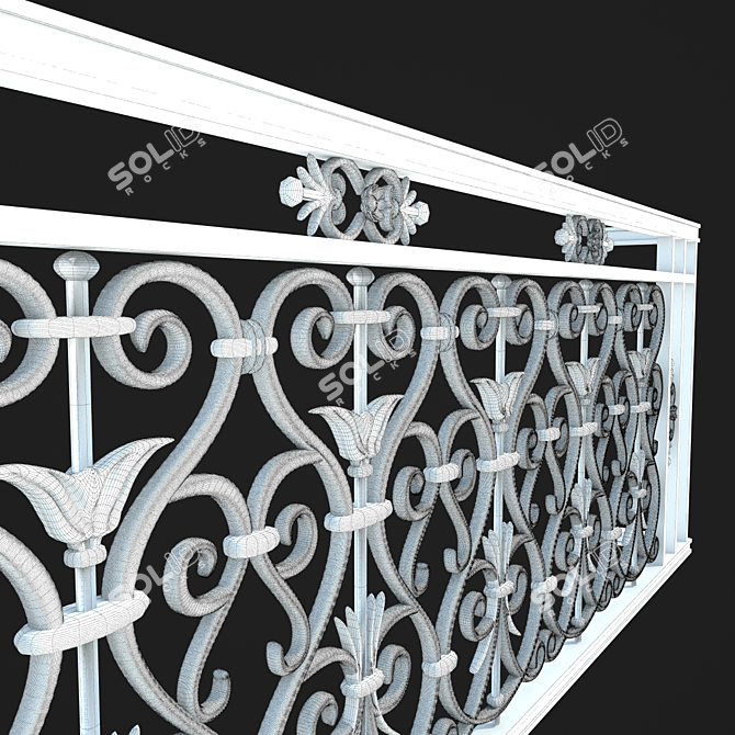 Elegant Iron Railing 3D model image 2