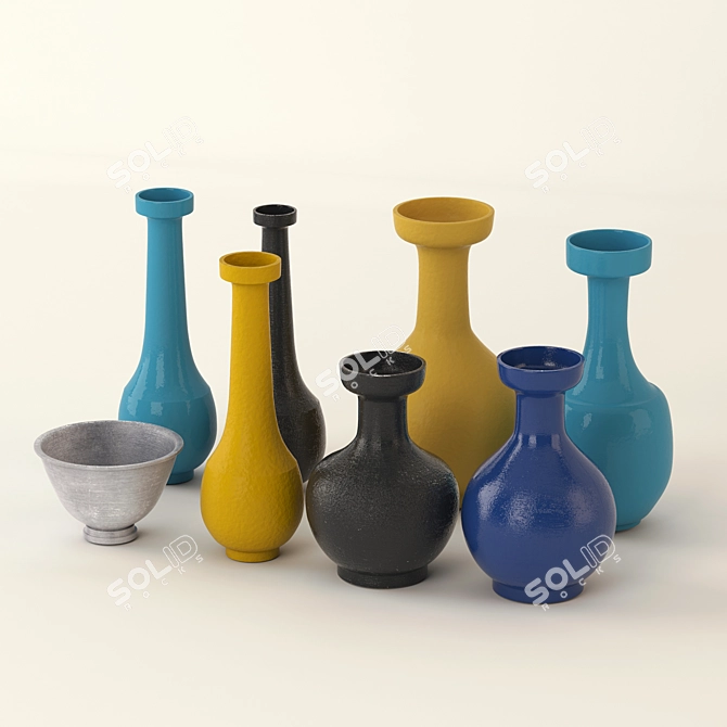 Sleek Modern Vases 3D model image 1