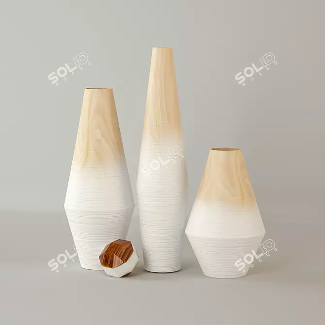 Modern Wood Ombre Vases: Timeless Elegance 3D model image 1