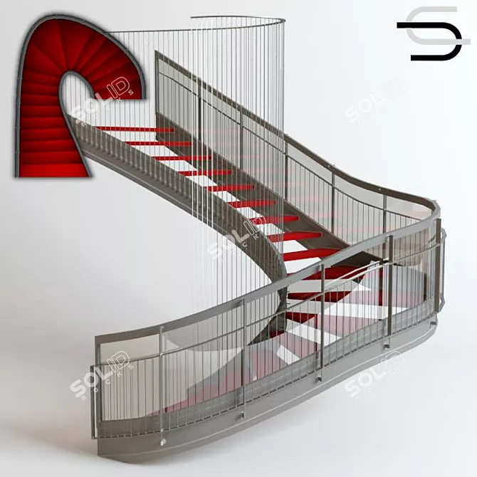 Elegant Forged Staircase 3D model image 1