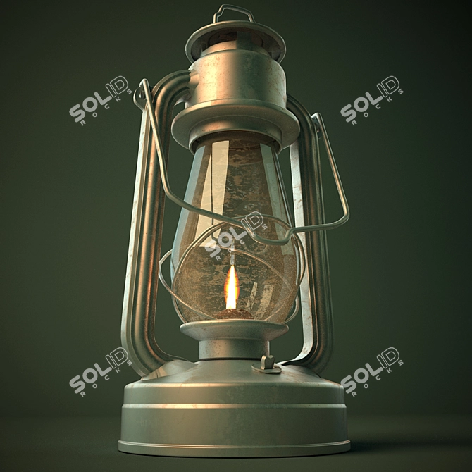 Vintage Kerosene Lantern: Portable and Wind-Resistant 3D model image 1