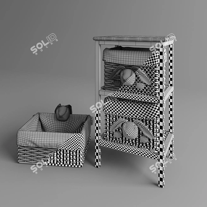 Versatile Storage Solution with Baskets 3D model image 2