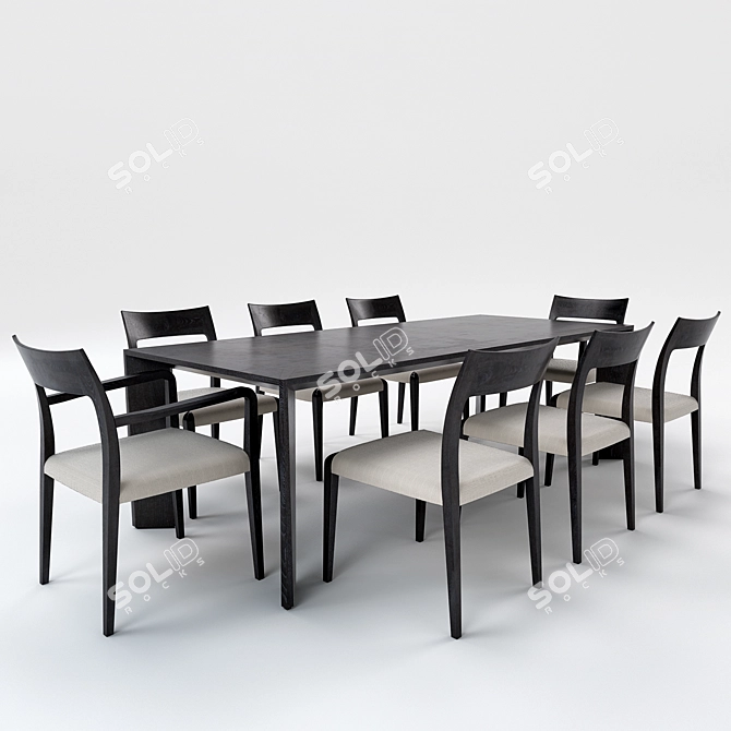Elegant Oak Dining Table 3D model image 1