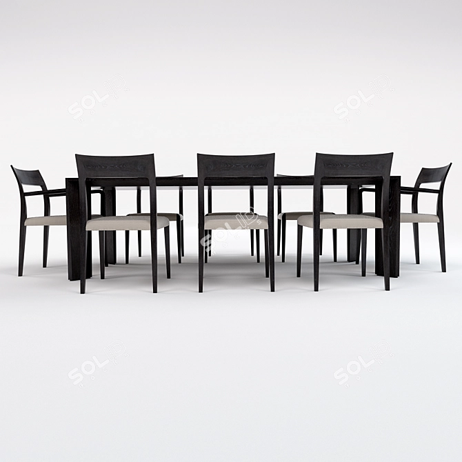 Elegant Oak Dining Table 3D model image 3