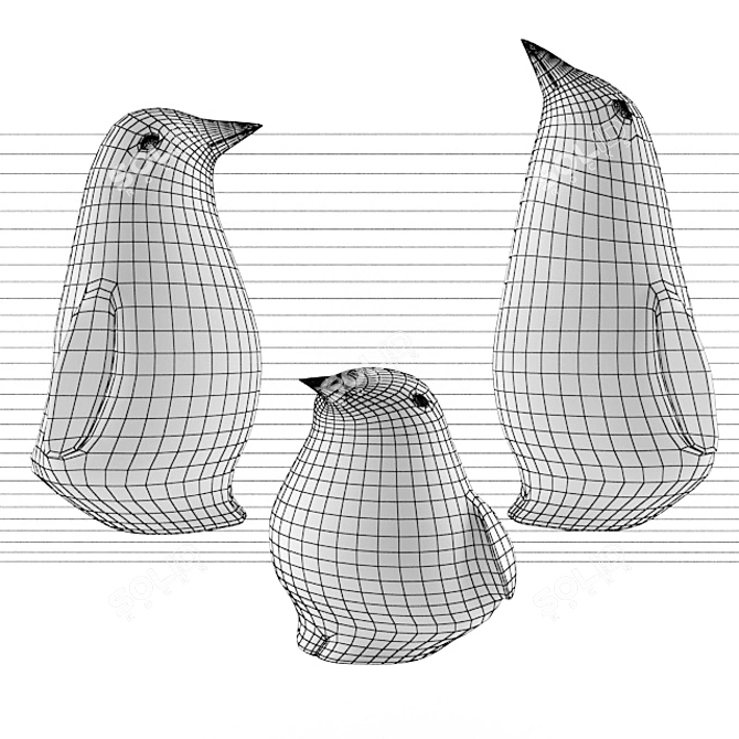 Elegant Italian Ceramic Penguins 3D model image 2
