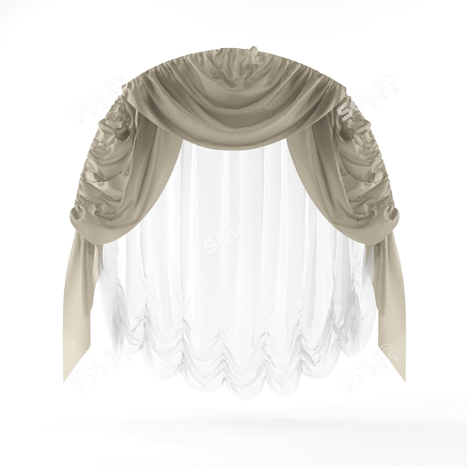 Classic Arched Curtain  3D model image 1