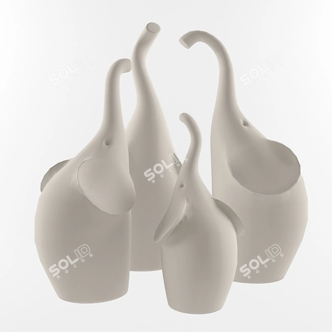 Italian Ceramic Elephants 3D model image 1
