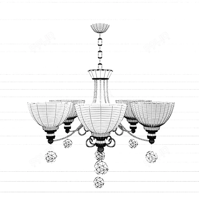 WUNDERLICHT 56473: Elegant 5-Light Chandelier 3D model image 2