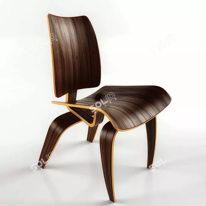 Title: Sleek Wood Accent Chair 3D model image 1