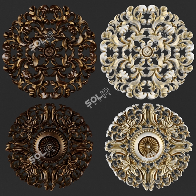 Elegant Ceiling Mouldings 3D model image 1