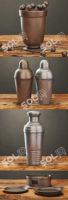 Vintage Hotel Tableware Set 3D model image 2