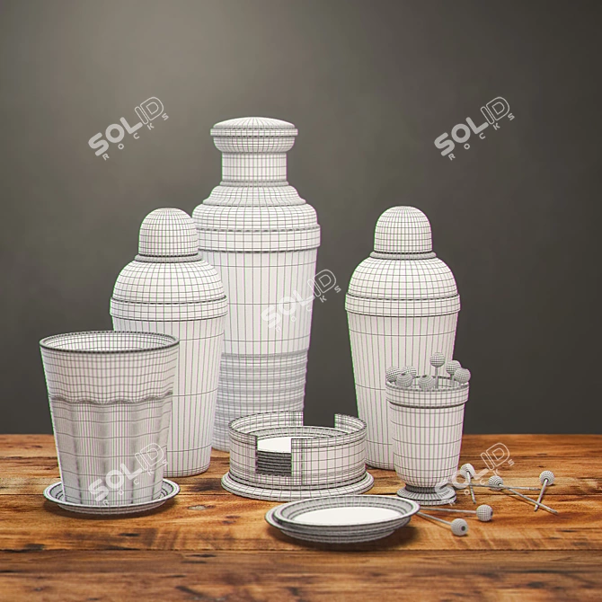 Vintage Hotel Tableware Set 3D model image 3