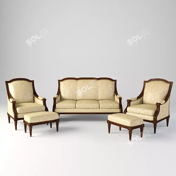 Elegant Upholstered Furniture Set 3D model image 1