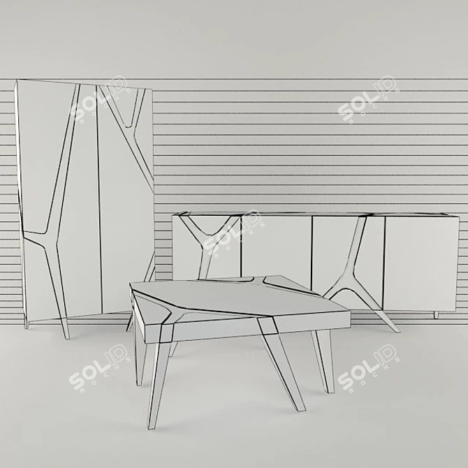 Modern Mangrove Wardrobe Set 3D model image 2