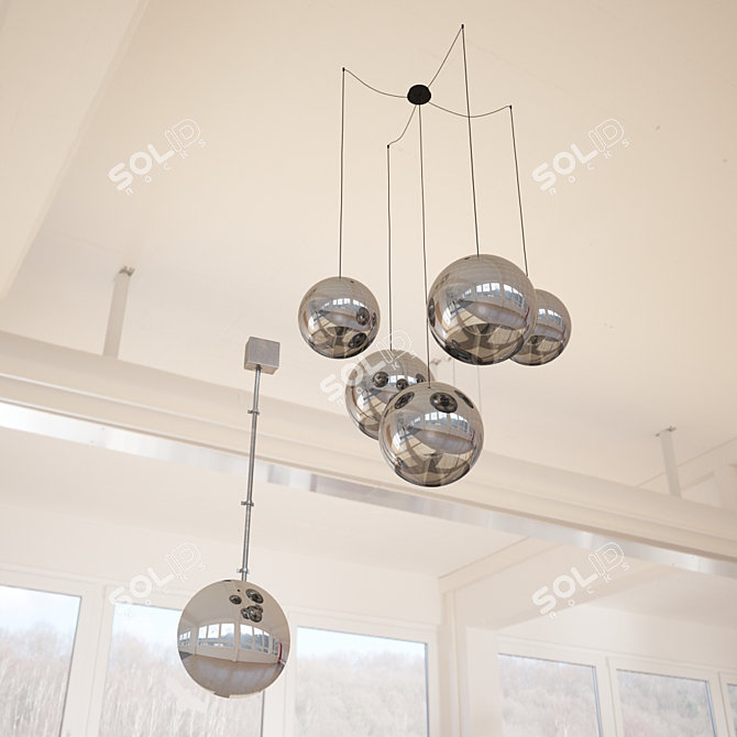 Mirrored Ball Inspired Chandelier & Sconces 3D model image 1