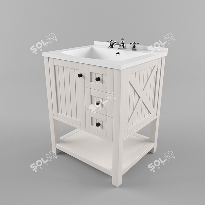 Country Style Sink with Vanity 3D model image 2