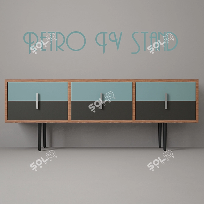 Retro Chic TV Stand 3D model image 1