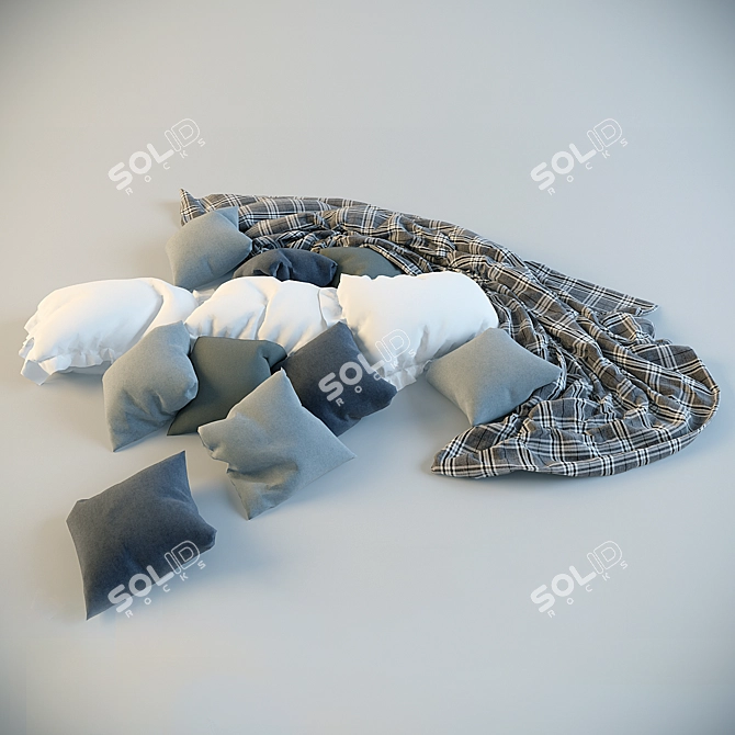 Cozy Dreams: Pillows & Blankets 3D model image 2