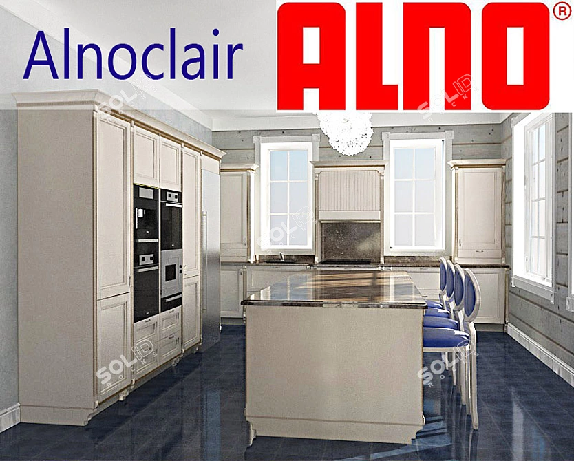 Elegant Alno Alnoclair Kitchen 3D model image 1