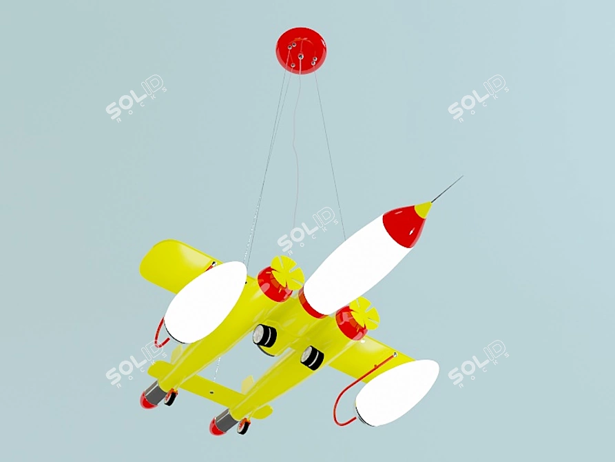 SpeyBaby Yellow Chandelier with 3 Lights 3D model image 1