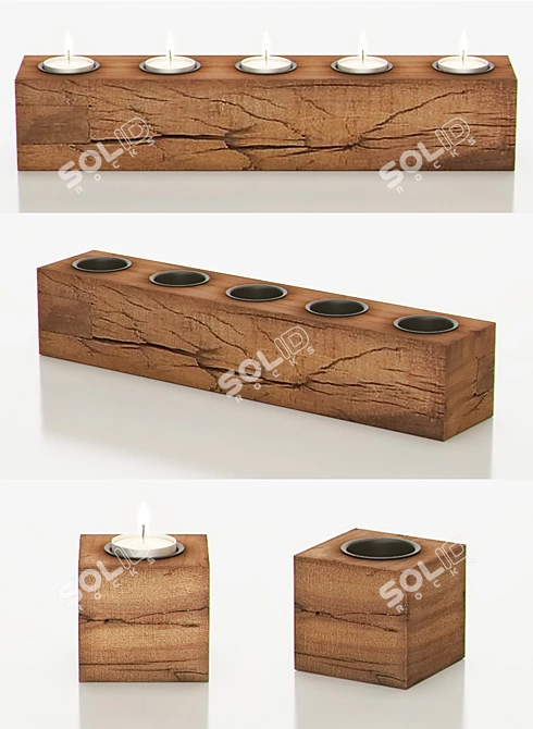 Rustic Woodsy Candleholders 3D model image 2