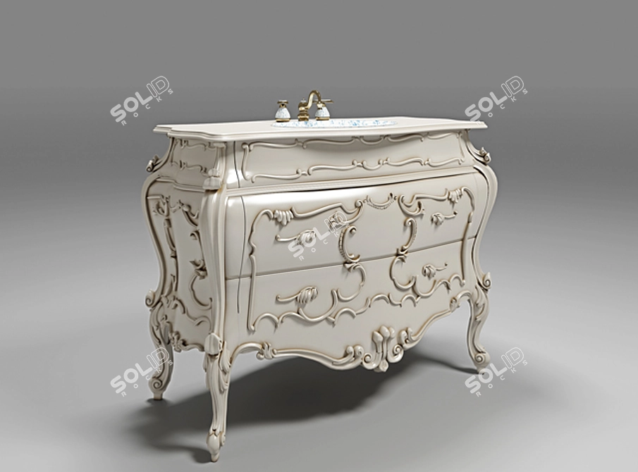 Classic Dresser with Sink 3D model image 2