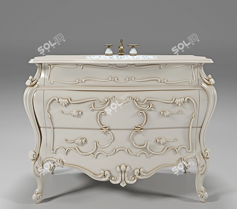 Classic Dresser with Sink 3D model image 3