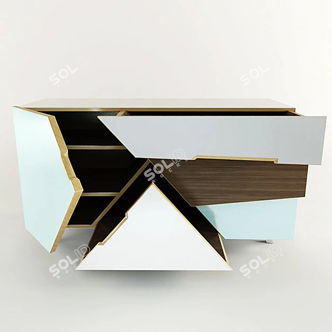 Sleek Tangram Buffet 3D model image 2