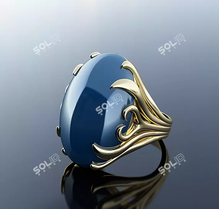 Cabochon Adjustable Ring 3D model image 1