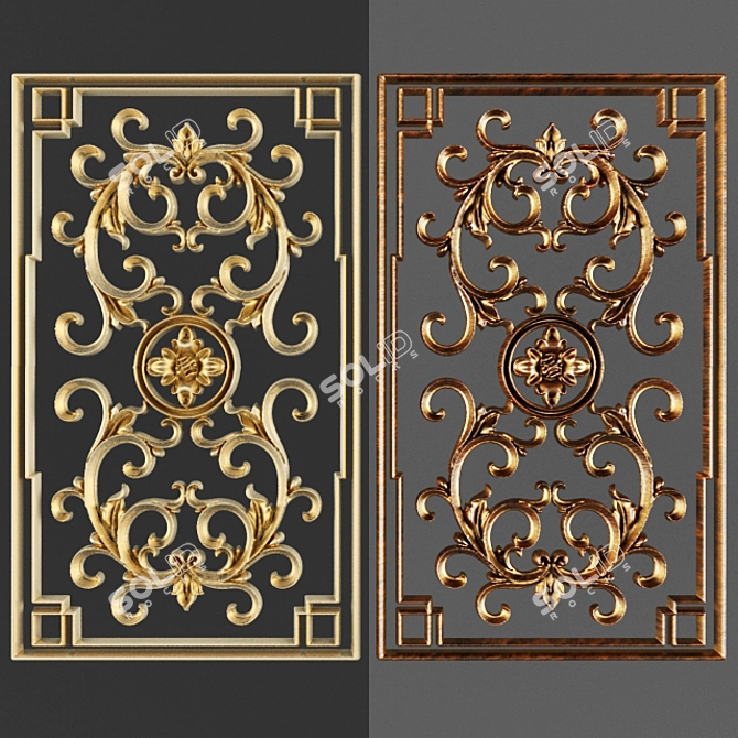 Elegant Stucco Ceiling Medallion 3D model image 1