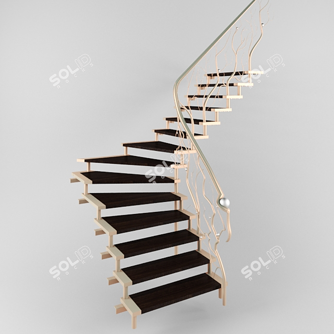 Saddle Stairs: Innovative L-Shape 3D model image 1
