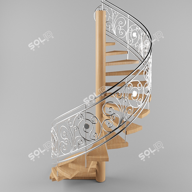 Elegant Spiral Staircase 3D model image 1