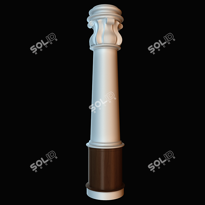 Title: Gypsum Column with Wooden Base 3D model image 1