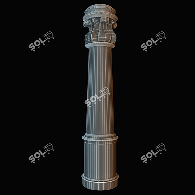 Title: Gypsum Column with Wooden Base 3D model image 3