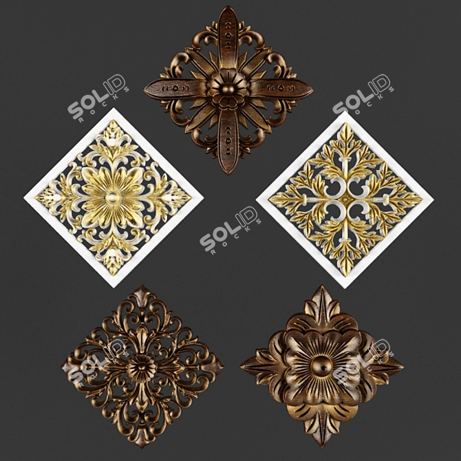 Elegant Ornamental Carvings 3D model image 1