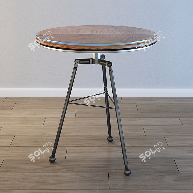 Designer Coffee Table: Metal Base, Wooden & Glass Top 3D model image 1