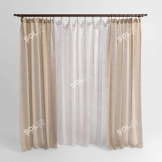 Elegant Ring Curtains 3D model image 1