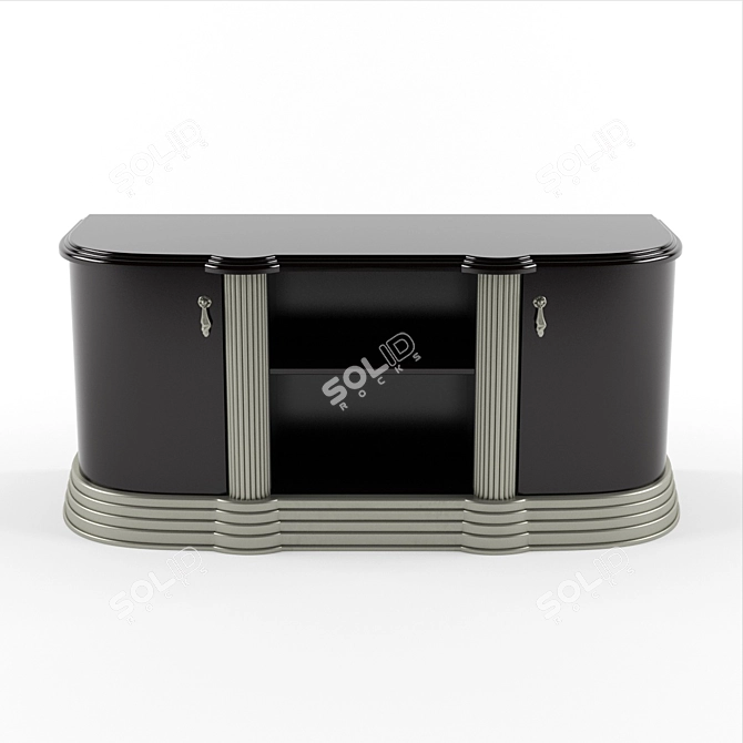 Barocco Black Mini TV Cabinet: Elegant and Compact Entertainment Storage 3D model image 1