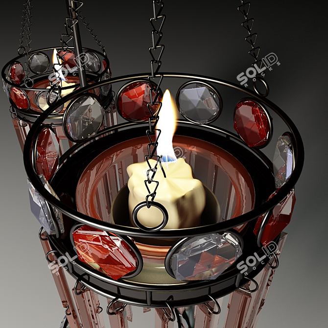 Elegant Dual Candle Table Chandelier 3D model image 2