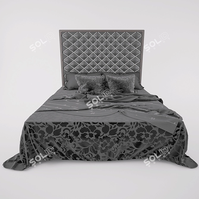 Sleek Contemporary Bed 3D model image 1