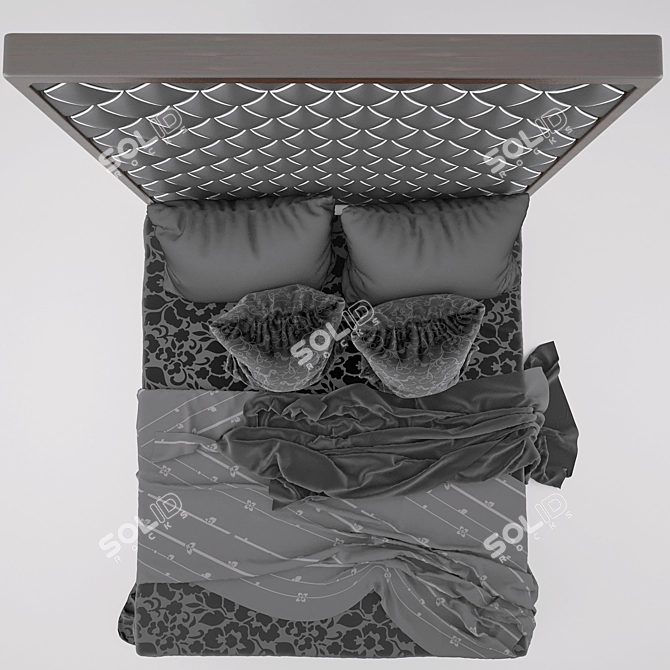 Sleek Contemporary Bed 3D model image 2