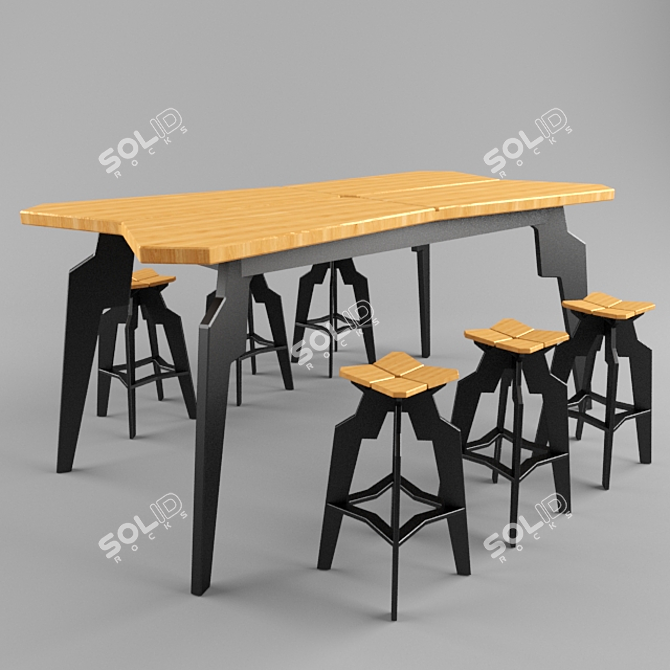 Modern Splice Dining Set 3D model image 1