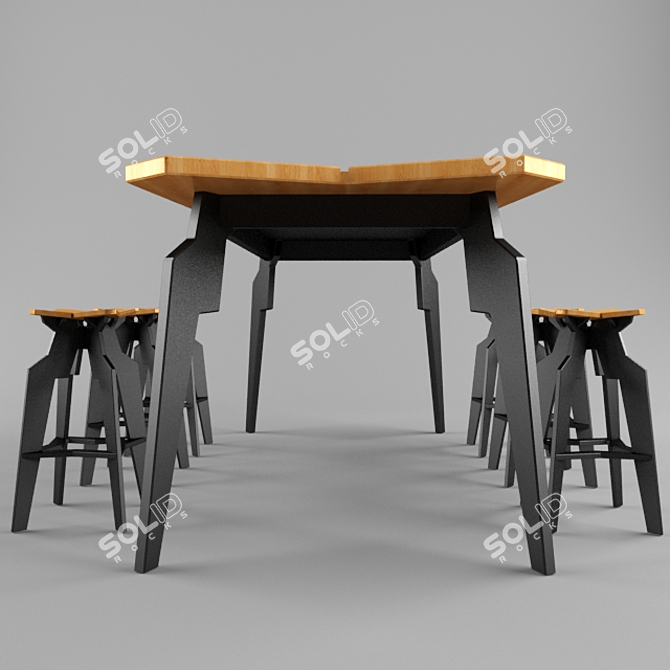 Modern Splice Dining Set 3D model image 2