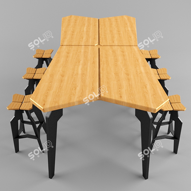 Modern Splice Dining Set 3D model image 3