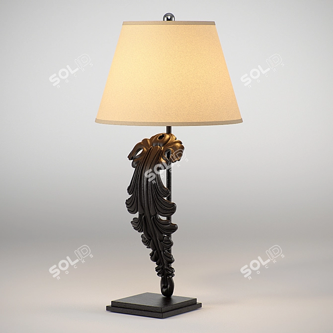 Elegant Acanthus Leaf Table Lamp 3D model image 1