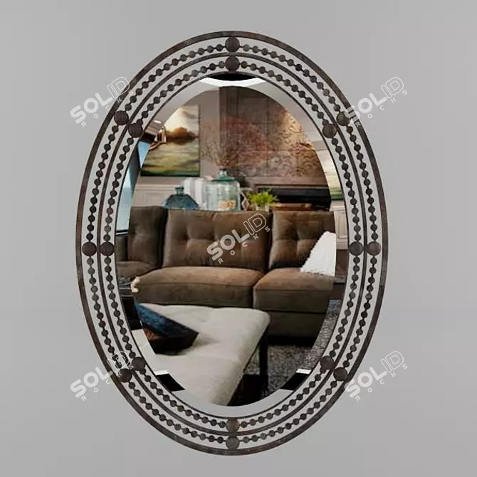 Distressed Bronze Wall Mirror 3D model image 1